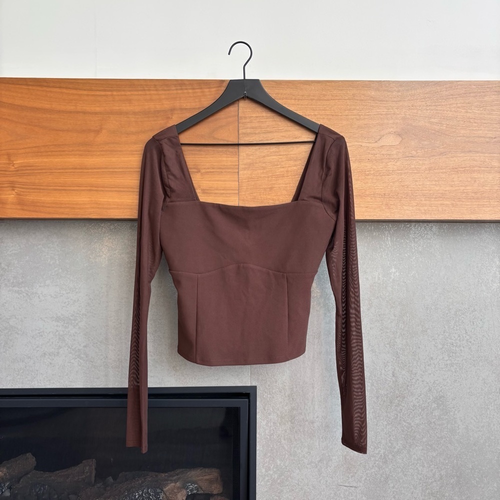 Abercrombie & Fitch‎ Brown Fitted Bustier Blouse, Size L